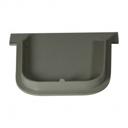 Front and side view of NDS 812 5 in. PVC end cap in light gray, showing snap-fit edge and knockout outlet.