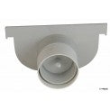 Front view of NDS 831 8" shallow end cap in light gray plastic, showing 3" knockout and attachment flange.