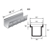 Close-up of NDS Pro Series 833 showing structural-foam light-traffic polypropylene grate and interlocking joint.