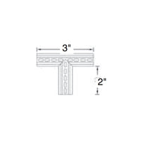 Close-up top view of NDS 8371 Micro Channel Tee white PVC, highlighting recessed slot grate and molded connection points for couplings.