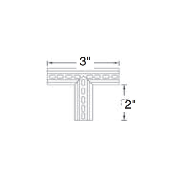 Close-up top view of NDS 8371 Micro Channel Tee white PVC, highlighting recessed slot grate and molded connection points for couplings.