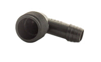 Side view of 850-32 elbow highlighting the 90-degree angle and barb insert for Toro Funny Pipe, molded plastic body visible against a white background.