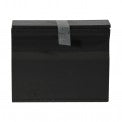 Gray NDS 8653 micro channel clean out, front view showing removable grate and inlet profile for low-profile drainage.