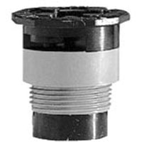 Toro pressure-compensating flood bubbler (model 89-1729), close-up of nozzle body and 1/2 in. NPT inlet on white background.
