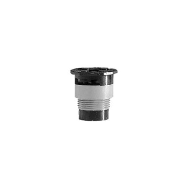 Front view of Toro FB-100-PC pressure-compensating flood bubbler nozzle showing compact body, 1/2" female inlet and flow adjustment screw.