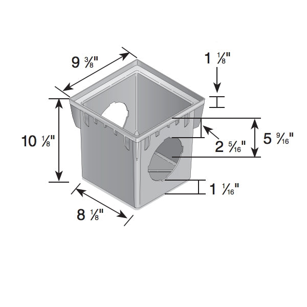 NDS 900-4 9 in x 9 in Tapered Catch Basin, 4 Openings