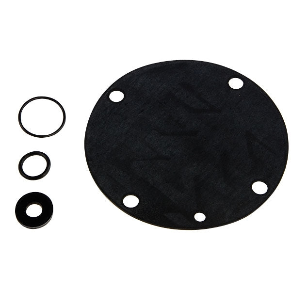 Product image of Febco 905-043 relief valve rubber repair kit showing rubber diaphragm, seat disc, and O-rings for 825Y reduced-pressure assemblies (3/4–1 1/4").