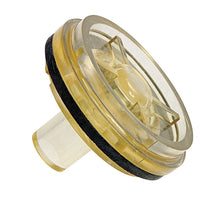 Febco 905-050 poppet assembly for Series 765 (1"–1¼") showing metal poppet components and rubber sealing disc on white background, front view.