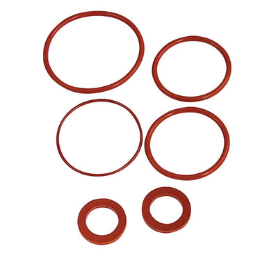 Febco 905-343 1-inch check rubber kit showing replacement check discs and cover O-rings for Series 850/860 double-check valves.