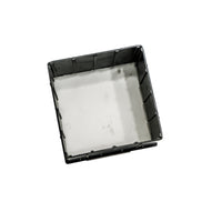 Side profile of NDS 916 9 x 9 x 6 inch riser highlighting stackable design and outlet knockouts for universal adapters.