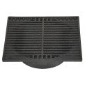 Top view of NDS 9 in. black square drain grate showing openings and 28.4 sq. in. open surface area for debris-free drainage.