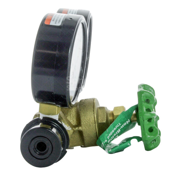 Close-up of Toro 995-01 gauge dial and needle, high-contrast markings for accurate readings up to 160 PSI used in sprinkler system diagnostics.