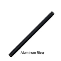 Flat black 12-inch aluminum LED riser assembly (FX A1LED12RAFB) with powder-coated finish and visible mounting connection.