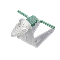 Packaged view of American Lighting premium shingle tabs showing resin clips; compatible with C6/C7/C9 sockets. Case of 500.