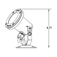 Angled view of Unique Atlantis 16 underwater LED fixture showing machined brass housing, lens details and mounting bracket, product photography.