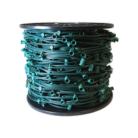 American Lighting green C9 socket stringer on a 100 ft spool, SPT-2 wire with 12-inch socket spacing and fused plug and socket