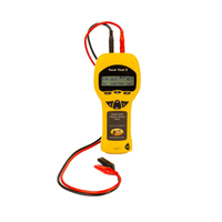 Front view of Armada PRO50 digital AC/DC solenoid activator with display and attached test leads, showing model labeling and controls.