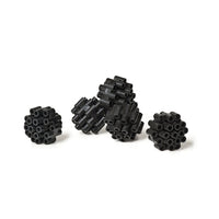 Photo of 150 bio-balls (1.5-inch) in box - lightweight plastic filter media for pond biological filtration.