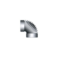 Black single-wall corrugated 6-inch 90° elbow (C306) with hub-to-hub connections, shown on white background for product reference