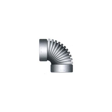 Black single-wall corrugated 6-inch 90° elbow (C306) with hub-to-hub connections, shown on white background for product reference