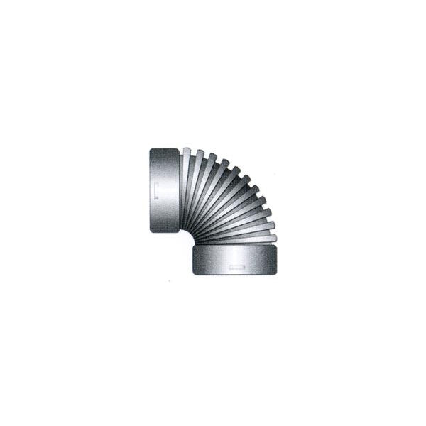 Black single-wall corrugated 6-inch 90° elbow (C306) with hub-to-hub connections, shown on white background for product reference