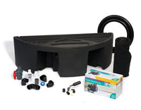 Front view of CFBASINKIT36 36-inch basin kit with included TW3700 pump, splash mat, and visible plumbing components.
