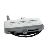 Top and side view of the CL-M1 receiver module highlighting the antenna, housing vents and weather-resistant enclosure for outdoor sensor communication.