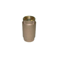 CVNL125BS lead-free brass check valve, 1-1/4" FPT connections, rough body finish, side view on white background.