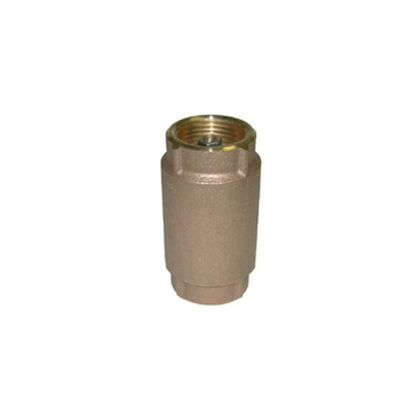 CVNL125BS lead-free brass check valve, 1-1/4" FPT connections, rough body finish, side view on white background.