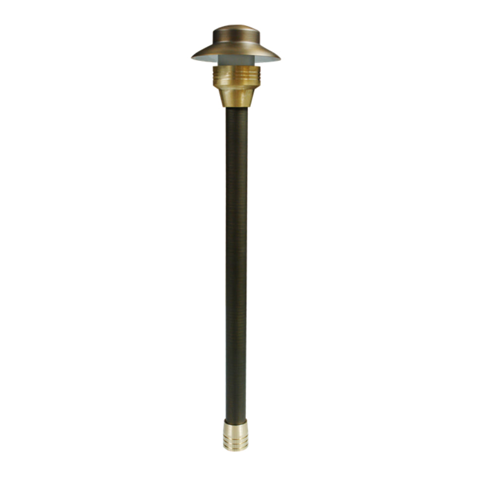 Unique Centaurus 4" Path Light — 18" Riser, Weathered Brass (No Lamp)