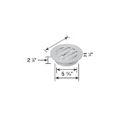 Close-up of NDS D6 Duracast™ ductile iron grate installed over a 6-inch pipe opening, showing grate openings, finish, and removable design.
