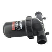 Netafim DF150-080 manual disc filter positioned for installation, displaying 1.5 in male threads and corrosion-resistant hardware for irrigation systems.