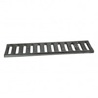 Top view of NDS DS-221 two-foot galvanized steel channel grate with slotted pattern, designed for use on Dura Slope trench drain systems (24 inch).