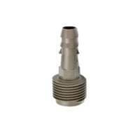 Close-up of Dawn KwikAdapt SW1436-099 poly adapter, 3/4-inch MPT male thread with barb spike for PE swing/drip connections.
