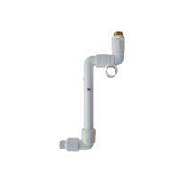 DURA 1" Quick-Coupler Unibody Swing Joint shown with 12" lay, brass 1" MIPT outlet, molded brass nipple and PVC body, front view product photo.