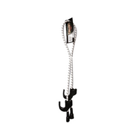 White 39-inch Monkey Fingers adjustable bungee cord showing patented adjustable hook and nylon-wrapped marine-grade core.