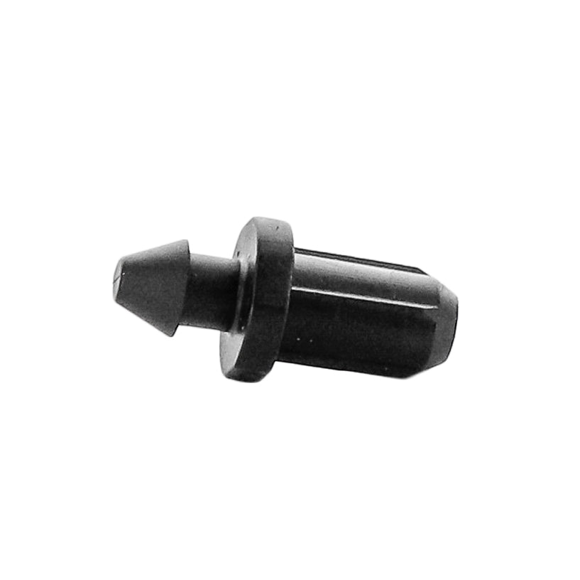 Close-up of goof plug barb profile, highlighting two different barb sizes designed to seal 1/4-inch and 1/2-inch drip tubing holes.