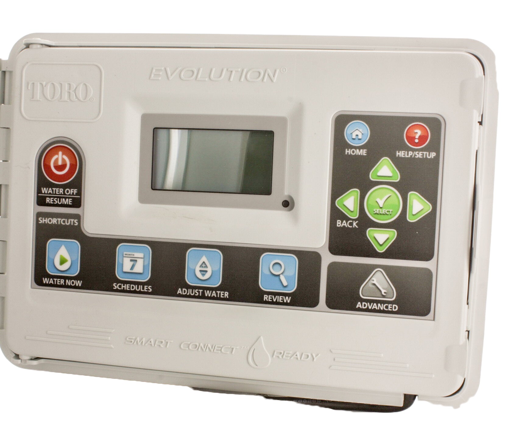 Angled view of EVO-4ID controller highlighting modular housing, expansion slot for EMOD modules, and user-friendly front panel layout.