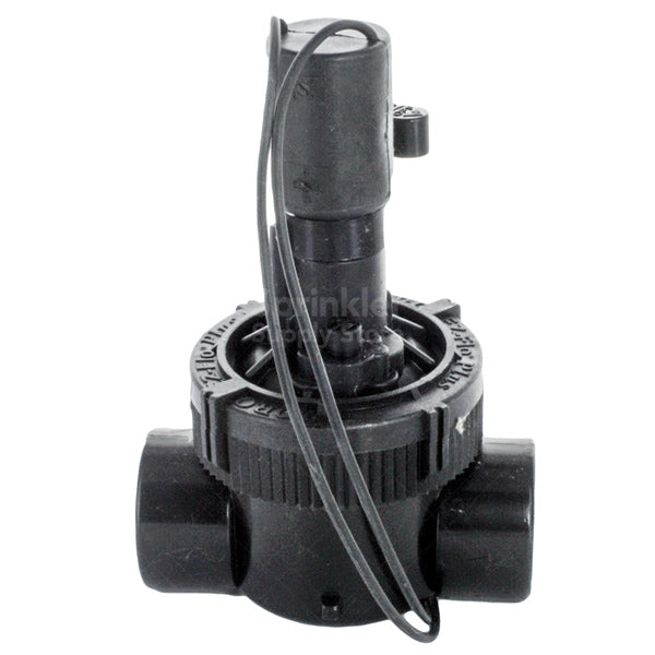 Close-up of Toro EZF-20-04 flow-control knob and solenoid area on the 1-inch plastic irrigation valve, highlighting adjustment features.