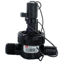 Front view of Toro EZF-25-04 1-inch jar-top electric irrigation valve showing male inlet and flow-control knob.