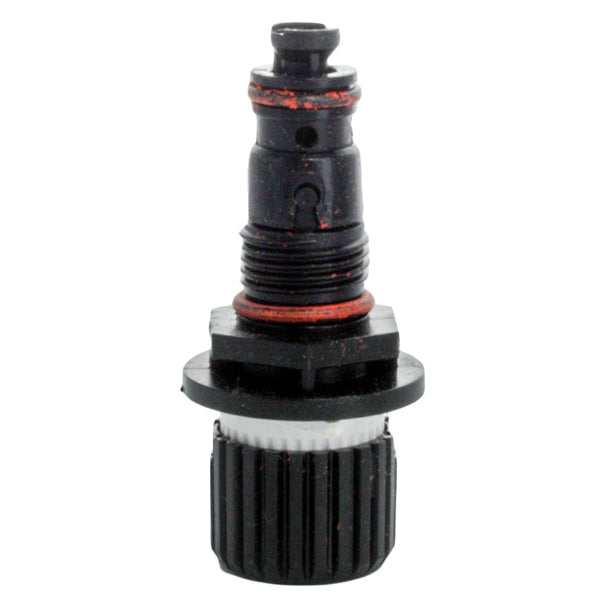 Front view of Toro EZR-100 EZReg pressure regulator module attached to a valve body, showing the regulator assembly and connection points.
