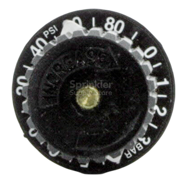 Angled view of Toro EZR-100 pressure regulator module with visible adjustment dial and valve mounting, suitable for retrofit installations.