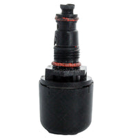 Rear view showing the Schrader-type test port and mounting interface of the Toro EZR-100 EZReg pressure regulator module for pressure verification.