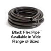 Atlantic Water Gardens FH1550 black Schedule 40 PVC flexible pipe: 1 1/2" diameter, 50-foot coiled roll photographed on white background.