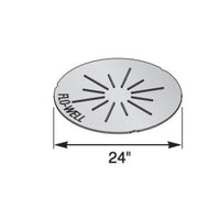 Angled product photo of NDS FWBP24 Flo-Well bottom showing leaching port pattern and 4.5-inch center knockout in black HDPE.