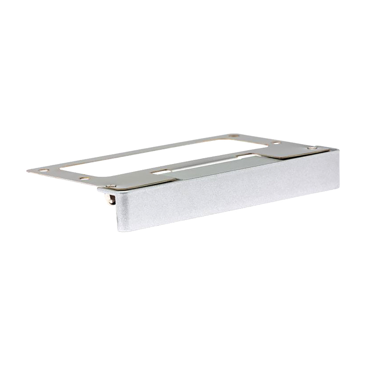 Front-angle view of LF ZDC under-cap hardscape wall light in Light Silver finish, showing die-cast body, integrated LEDs and mounting bracket.