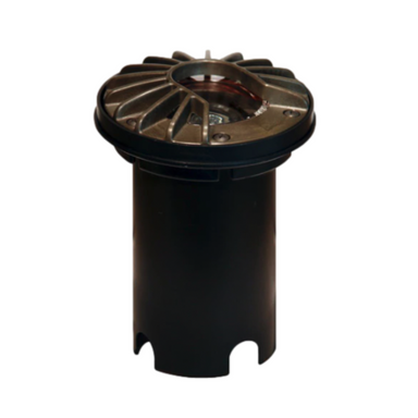 FX Luminaire RP in‑ground well light with ring faceplate in Camo Bronze finish; compact subterranean fixture shown without lamp, top view for installation context.