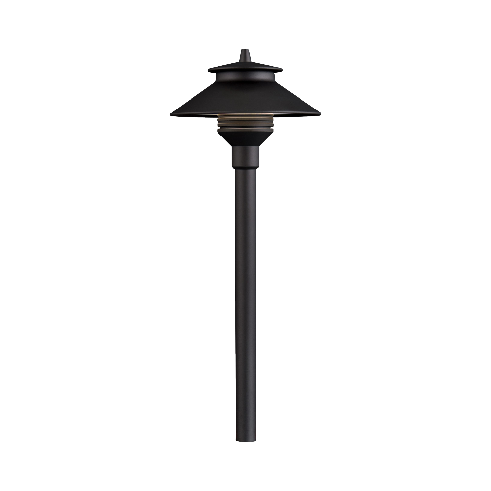 FX PL 18-inch path light in Flat Black finish with die-cast aluminum housing, frosted lens, 18in riser and integrated low-voltage LED.