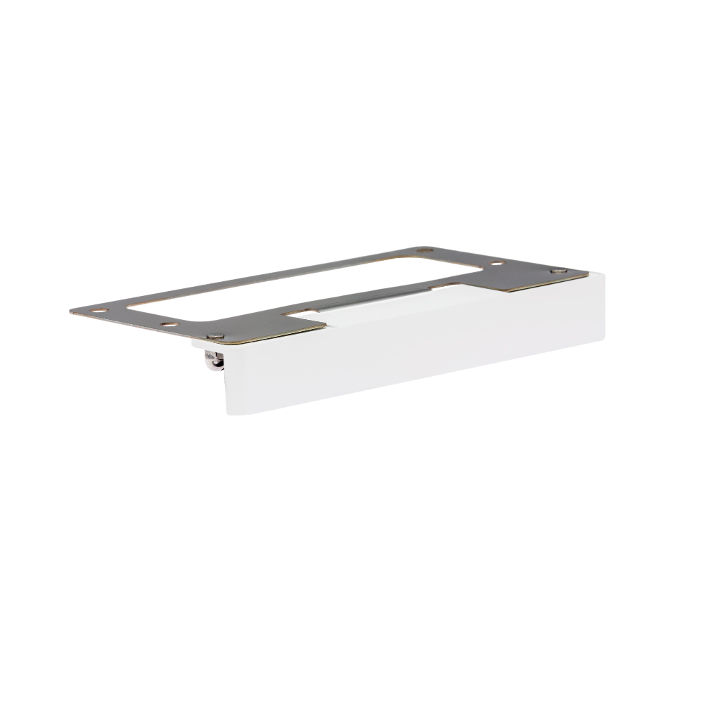 LF wall light in Flat White finish, compact under-cap hardscape fixture with integrated LED producing warm, even grazing light on masonry.