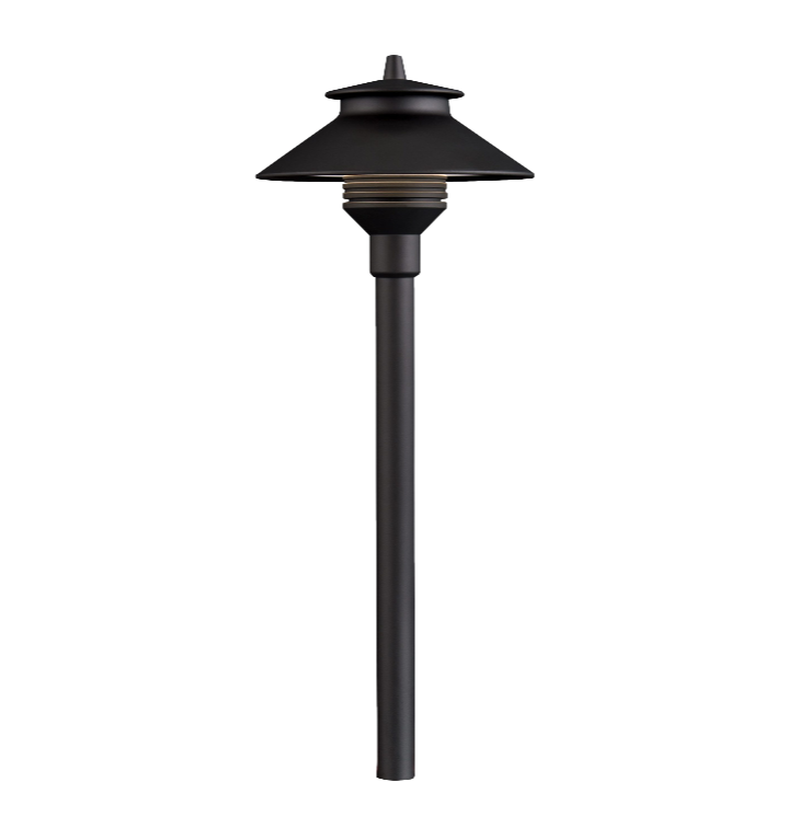 Flat black FX PL Path Light LED top assembly displayed upright, showing fixture head, finish texture, and LED opening.